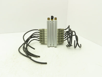 SMC SY5320-5DZ-01 Pneumatic 8-Station Manifold Assembly with 6 Valves 100psi 24V