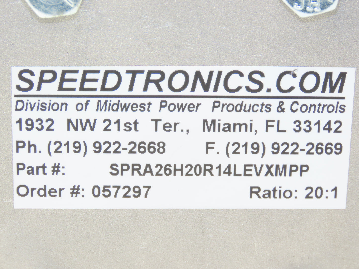 Electra Grove Gear EL-HM-826-20-R Gearbox 20:1 Reducer 88rpm 140TC Hollow Shaft