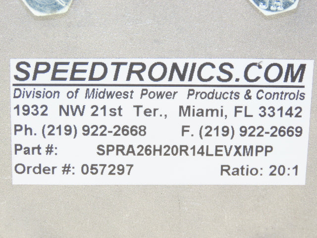 Electra Grove Gear EL-HM-826-20-R Gearbox 20:1 Reducer 88rpm 140TC Hollow Shaft