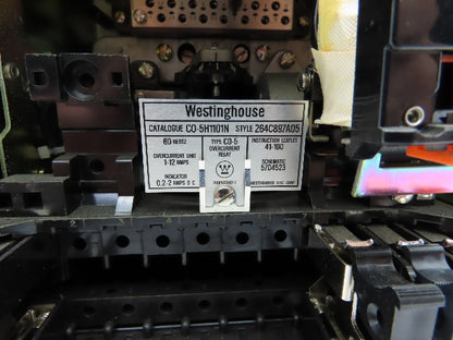 Westinghouse C0-5H1101N Overcurrent Time Delay Relay 1-12 Amp Type C0-5