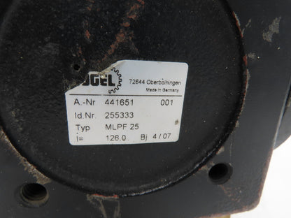Vogel MLPF 25 Right Angle Gear Reducer 126:1 Gearbox 55mm Output IEC 90