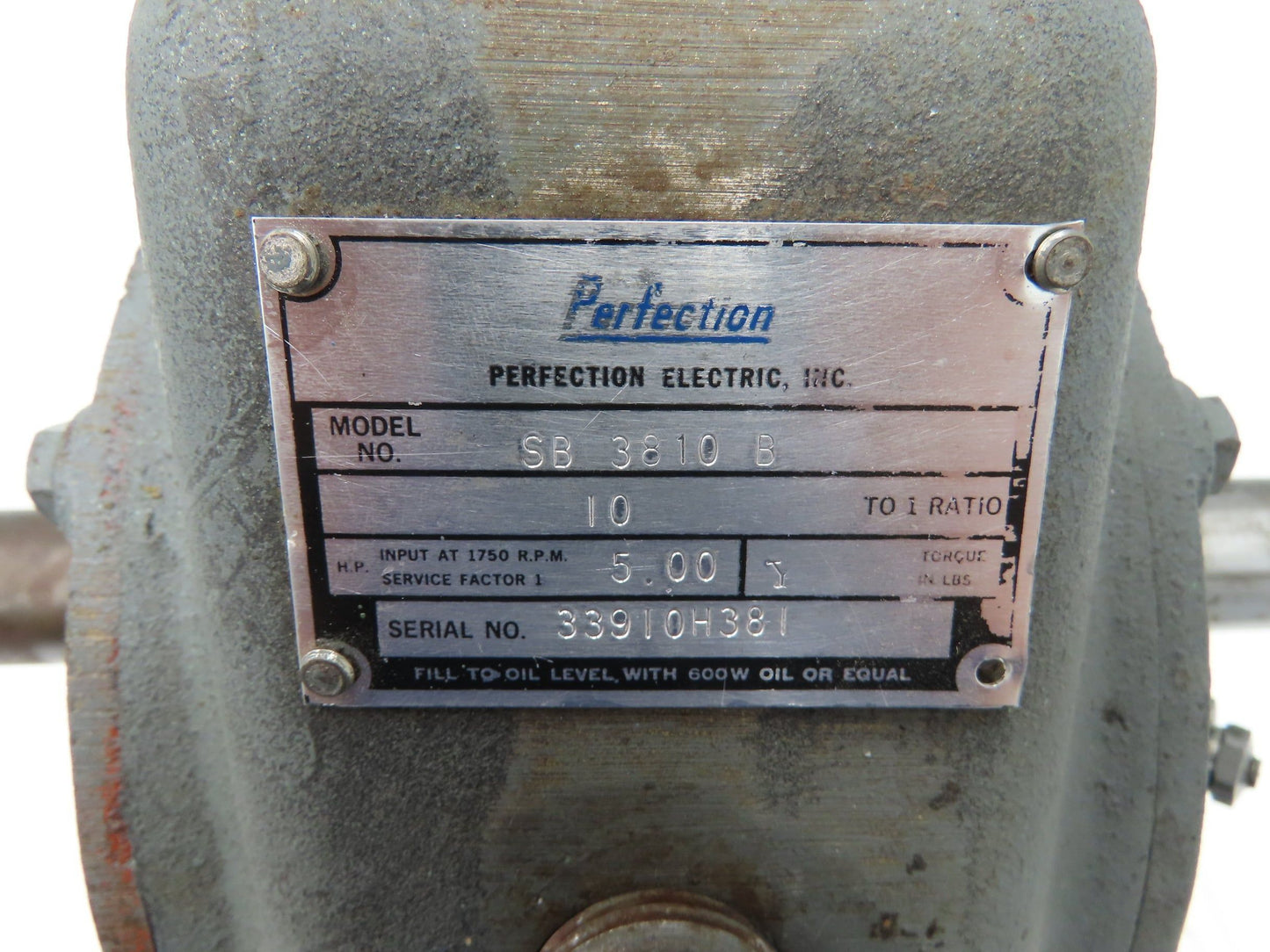 Perfection SB 3810 B Gearbox Reducer 10:1 Ratio 5Hp Dual Shaft