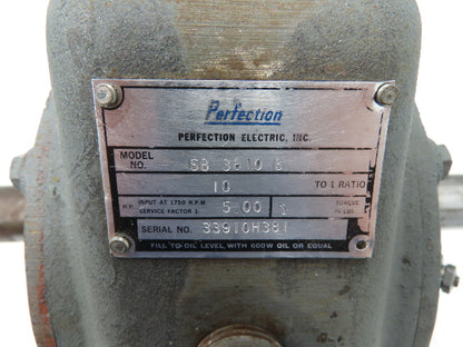Perfection SB 3810 B Gearbox Reducer 10:1 Ratio 5Hp Dual Shaft