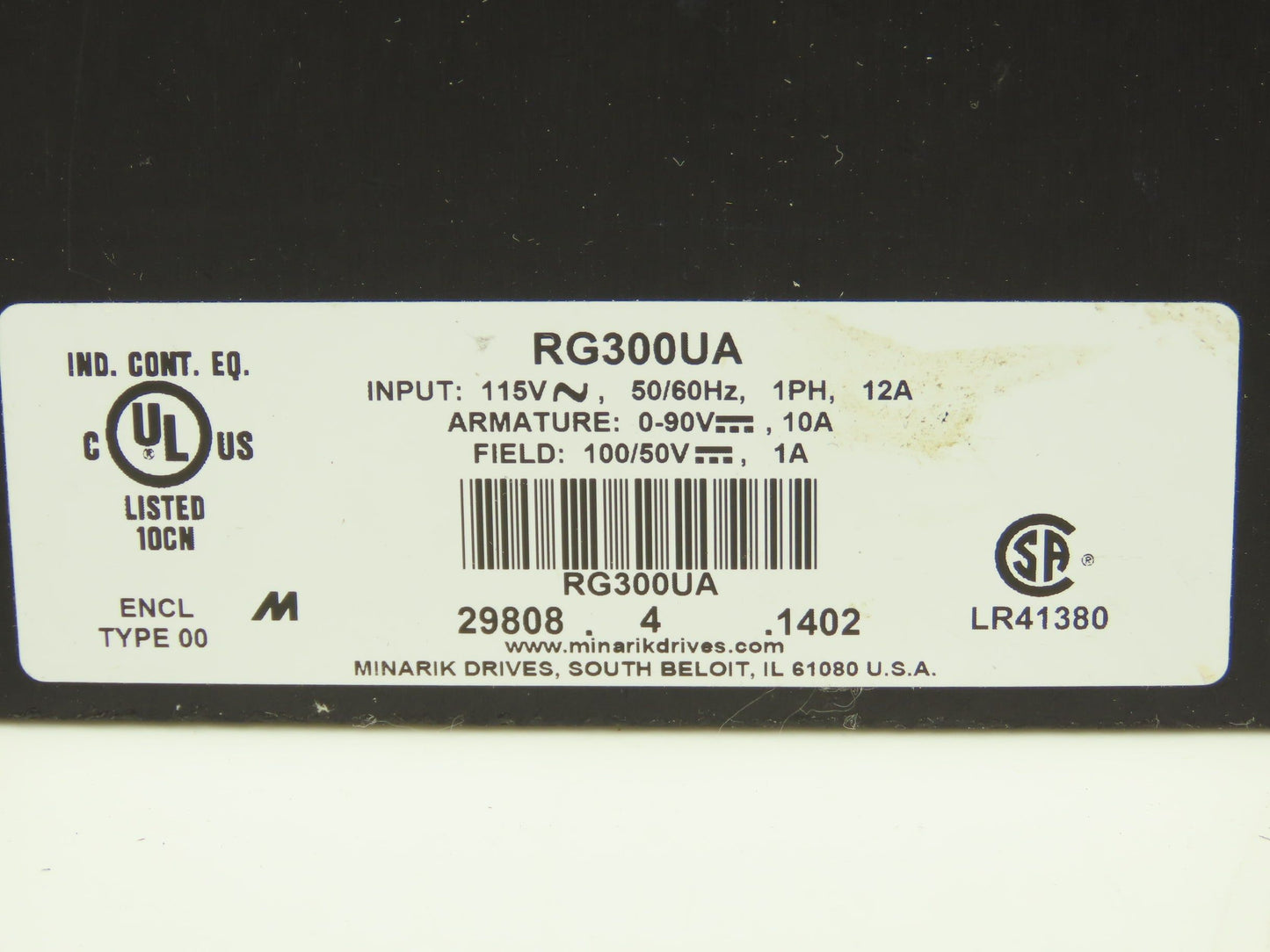 Minarik RG300UA DC Motor Speed Controller 90V 10A Out 115VAC 1Ph 12A In