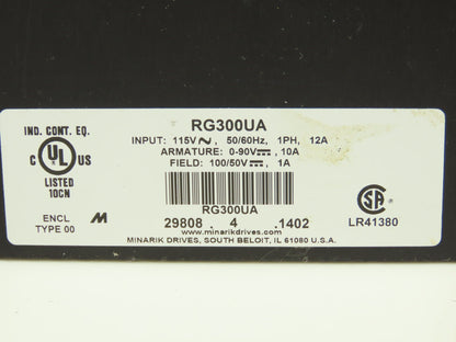 Minarik RG300UA DC Motor Speed Controller 90V 10A Out 115VAC 1Ph 12A In