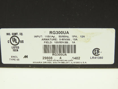 Minarik RG300UA DC Motor Speed Controller 90V 10A Out 115VAC 1Ph 12A In