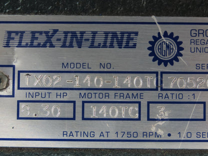 Grove Gear TXQ2-140-140TC Flex-In-Line Helical Ratio Multiplier 3:1 Reducer