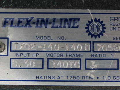 Grove Gear TXQ2-140-140TC Flex-In-Line Helical Ratio Multiplier 3:1 Reducer