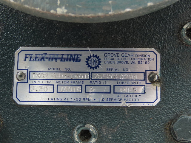 Grove Gear TXQ2-140-140TC Flex-In-Line Helical Ratio Multiplier 3:1 Reducer