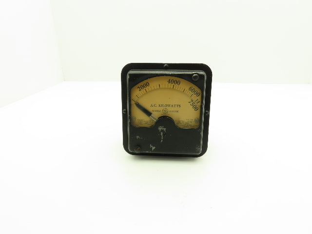 General Electric 8AD7KLA3/AD-7 AC Kilowatts Meter 0-7500 Vintage