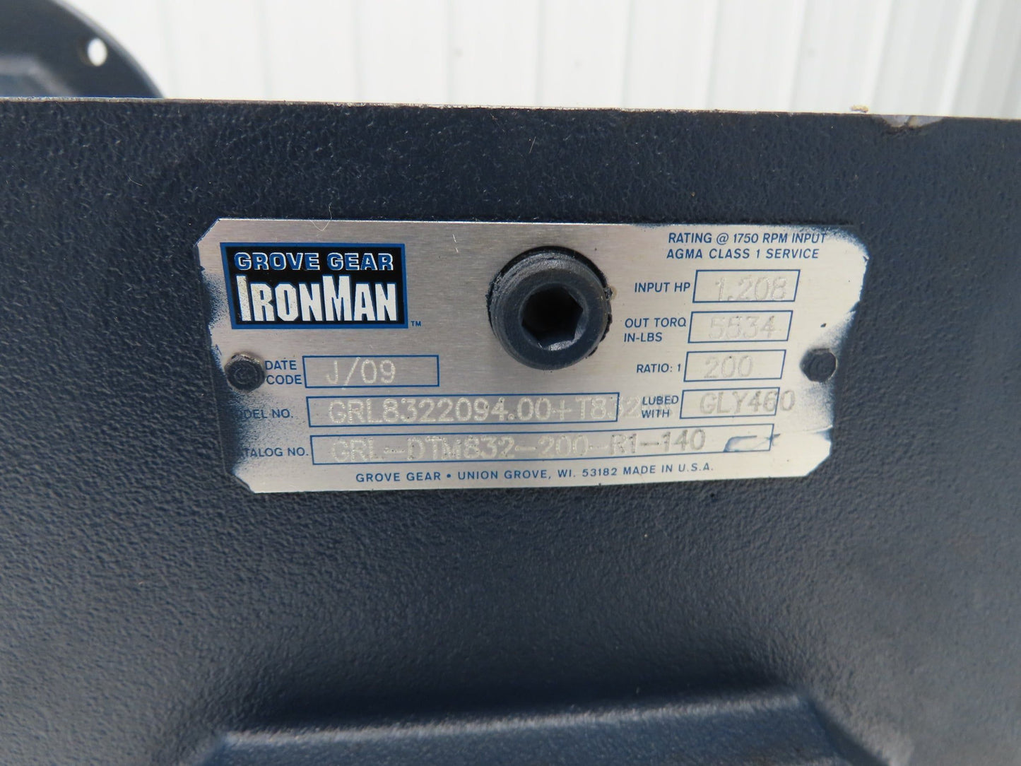 Grove Gear Ironman GRL-DTM832-200-R1-140 Double Reduction Gearbox 200:1 Ratio