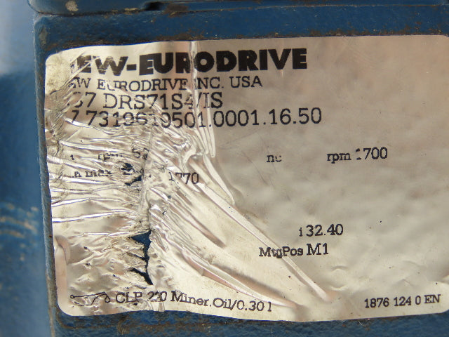 Sew-Eurodrive R57 DRS71S4/IS Gearbox for Gearmotor 132.40 Inline Reducer 12.8rpm