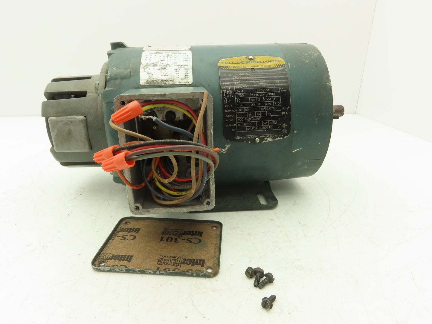 Baldor IDVSNM3534 Inverter Drive AC Motor .33Hp 1750rpm 230/460V 3PH 56C
