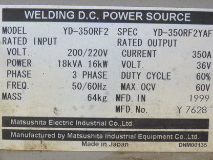 Panasonic YD-350RF2 Pana Star 350A Robot Welding Power Supply 200V 18kva