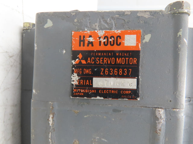 Mitsubishi Z636837 HA 100C AC Servo Permanent Magnet Motor No Encoder