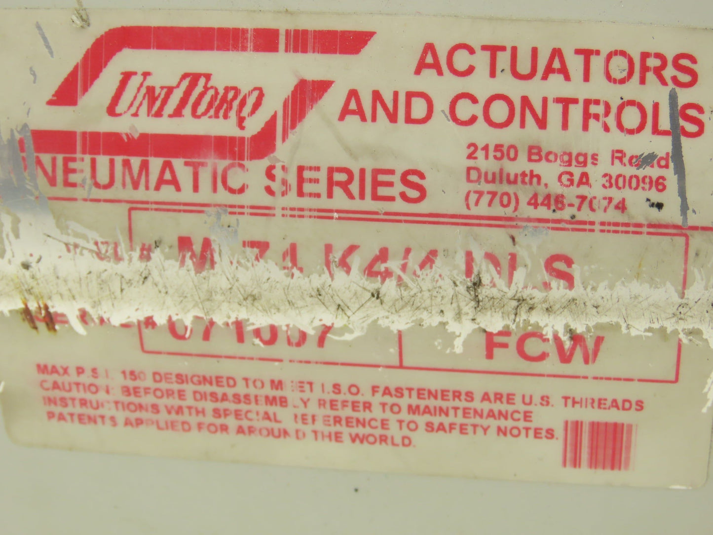 Unitorq M-74 K4/4 DLS Pneumatic Actuator with 1"NPT Sharpe Ball Valve 1000psi