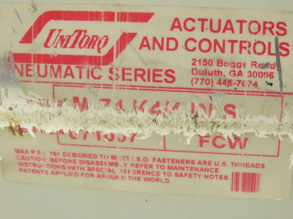 Unitorq M-74 K4/4 DLS Pneumatic Actuator with 1"NPT Sharpe Ball Valve 1000psi