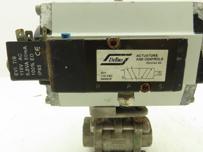 Unitorq M-74 K4/4 DLS Pneumatic Actuator with 1"NPT Sharpe Ball Valve 1000psi