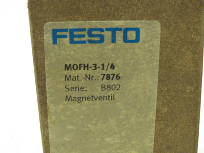 Festo MOFH-3-1/4 Pneumatic Control Valve 2 Pos 3 Way 120 PSI 1/4"NPT