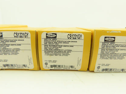 Hubbell CS1221GY Switch Gray 1Ph 120/277VAC 20A Lot of 9