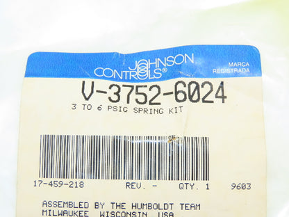 Johnson Controls V-3752-6024 Valve Rebuild Spring Parts Kit 3-6 PSI Lot of 3