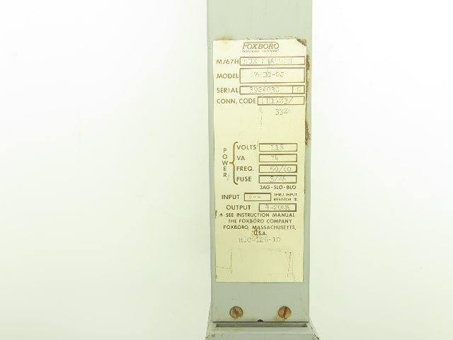 Foxboro 67HTG-OJ Aux Station 118VAC 50/60Hz 4-20mA Output