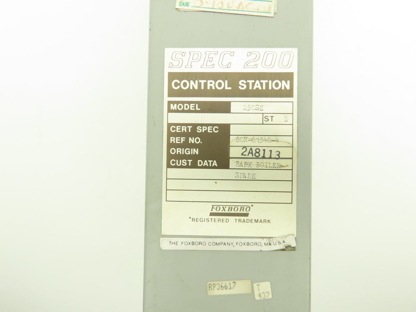 Foxboro 80N-61340-4 230SE SPEC 200 HMI Control Station