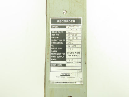 Foxboro 5570134 E27R-S3RA6 Recorder Module 120V 60Hz Input Signal 1-5V