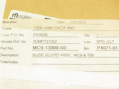 Muratec MC9 TBA Way Cover Slide Guard 320mm Wiper Coolant Protector T09