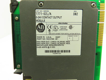Allen Bradley 1771-0ZL/A 0-24V Contact Output Rev D02