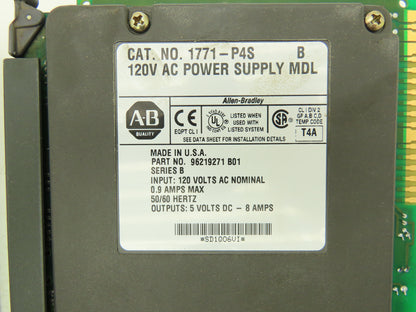 Allen Bradley 1771-P4S AC Power Supply 5VDC 8A Out 120VAC 0.9A In Lot of 2