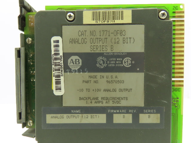 Allen Bradley 1771-OF03 Analog Output 12-Bit Series B