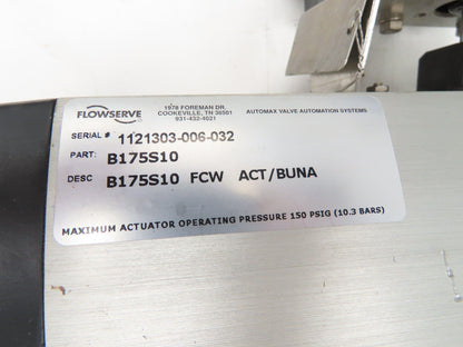 Flowserve B175S10 4" SS Flanged Ball Valve #300 Automax Pneumatic Actuator 24VDC