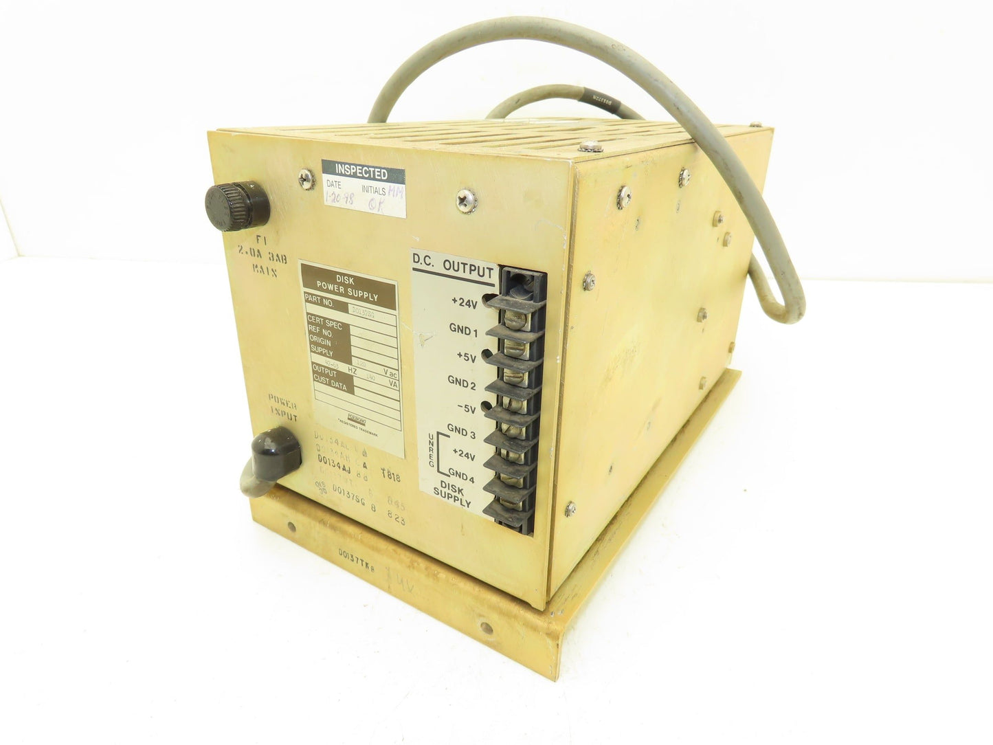 Foxboro D0137SG Disk Power Supply +24 +5 -5 VDC Output 120VAC Input