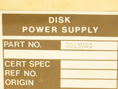 Foxboro D0137SG Disk Power Supply +24 +5 -5 VDC Output 120VAC Input