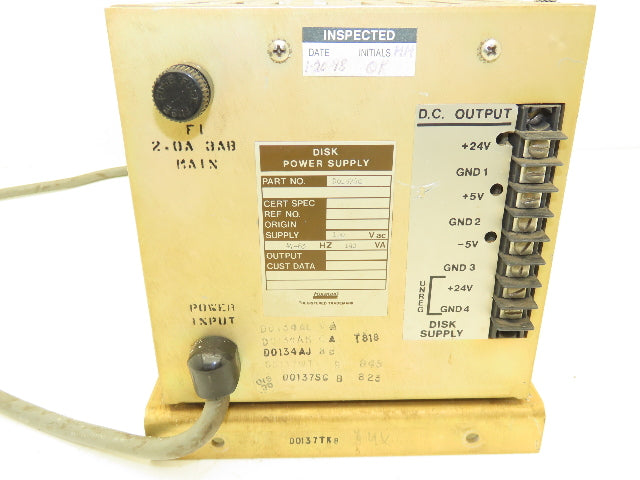 Foxboro D0137SG Disk Power Supply +24 +5 -5 VDC Output 120VAC Input