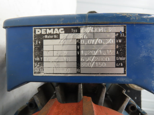 Demag RF180 KBK Bridge Crane Motorized Travel Drive 460V 3PH 13/6KF8-2