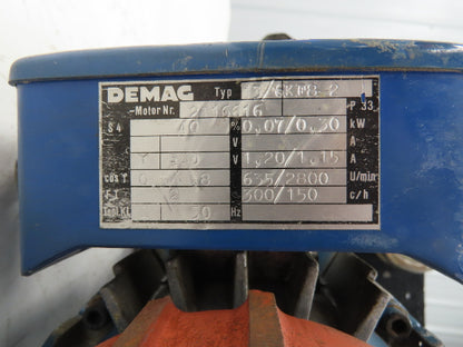 Demag RF180 KBK Bridge Crane Motorized Travel Drive 460V 3PH 13/6KF8-2