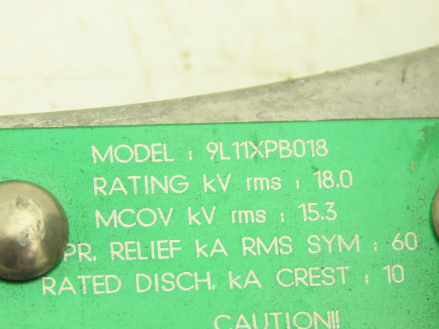 GE 9L11XPB018 Tranquell XEP Surge Arrestor Rating 18kV MCOV 15.3kV RMS