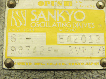 Sankyo 6E-98742R-L3VW1/X Opus III Rotary Oscillating Index Drive Reducer