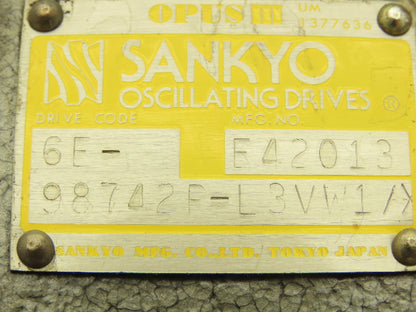 Sankyo 6E-98742R-L3VW1/X Opus III Rotary Oscillating Index Drive Reducer