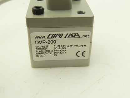 Foco DVP-200 Pressure Switch 12-24VDC 1/8" NPT 4-Pin Plug 0-29.9 InHg
