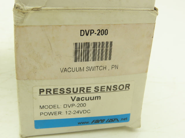 Foco DVP-200 Pressure Switch 12-24VDC 1/8" NPT 4-Pin Plug 0-29.9 InHg