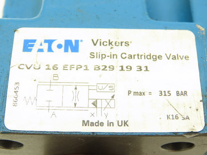 Eaton Vickers CVU16EFP1B291931 Slip In Cartridge Valve Hydraulic Prop Throttle