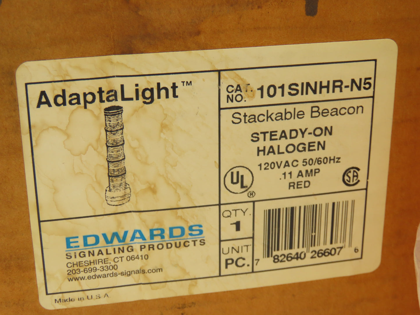 Edwards 101SINHR-N5 AdaptaLight Beacon 120VAC 0.11A Red Steady On