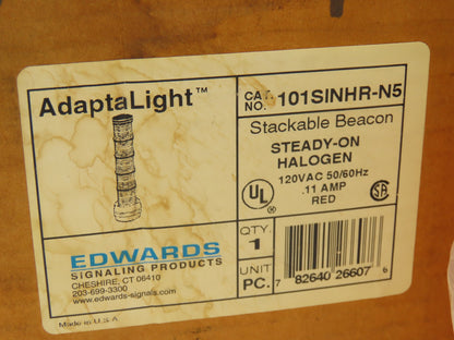 Edwards 101SINHR-N5 AdaptaLight Beacon 120VAC 0.11A Red Steady On