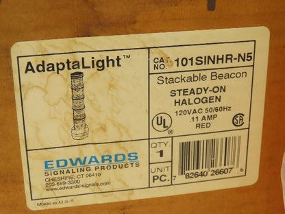 Edwards 101SINHR-N5 AdaptaLight Beacon 120VAC 0.11A Red Steady On