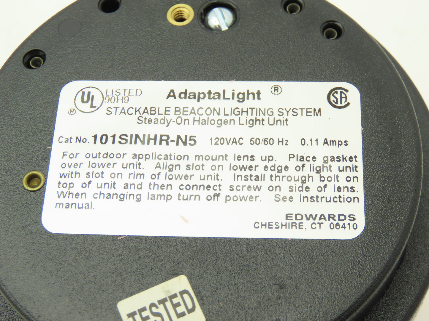 Edwards 101SINHR-N5 AdaptaLight Beacon 120VAC 0.11A Red Steady On