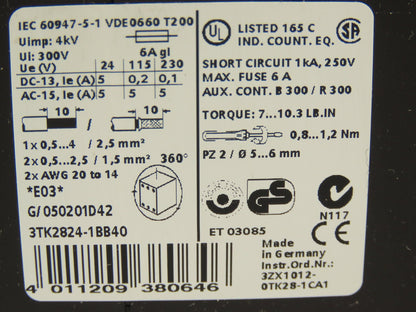 Siemens 3TK2824-1BB40 Sirius Safety Relay Control Lot of 4