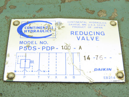 Continental Hydraulics P50S-PDP-100-A Reducing Valve